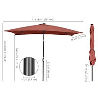 Yescom 10x6.5 Ft Solar Powered Patio Umbrella with Tilt and Crank Market Deck Garden