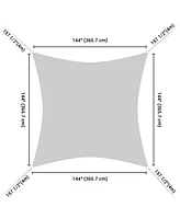 Yescom 12x12 Ft 97% Uv Block Square Sun Shade Sail Heavy Duty Hdpe Canopy Patio Yard