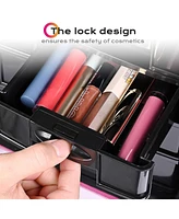 Byootique Deep Pink 2in1 Rolling Makeup Case Soft Sided Cosmetic Organizer 1680D