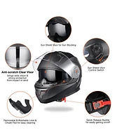 Ahr Run-M3 Modular Flip Up Helmet Full Face Dual Visor Dot Motorcycle Bike