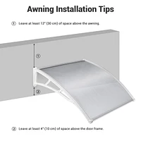 Yescom 2Pcs 40"x40" Door Window Awning Whole One-piece Polycarbonate UV30+ Patio Rain Snow Protection Transparent White