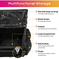 Byootique Portable Barber Station Rolling Hair Stylist Train Case Mobile Barber Station Makeup Trolley