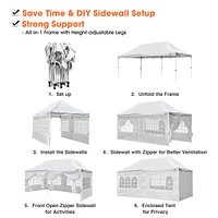 10x20FT Canopy Wedding Party Tent Pop Up Folding Gazebo Outdoor w/ 4 Sidewalls & Bag White