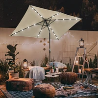 Yescom 10x6.5FT Rectangle Outdoor Solar Led Patio Umbrella with Crank Tilt for Table Market Yard Deck Pool Party Navy