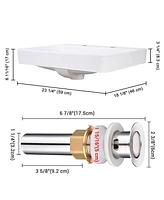 Yescom Aquaterior 23" Bathroom Drop in Vessel Sink Ceramic Semi Recessed Basin w/ Drain