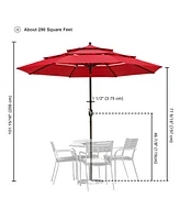 Yescom 3 Tier Patio Umbrella with Crank Handle Push to Tilt Home Garden