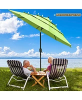 Yescom 10 Ft 3 Tier Patio Umbrella with Crank Handle Push to Tilt Yard Outdoor