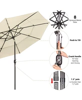 Yescom 3 Tier Patio Umbrella with Solar Led Crank Tilt Button Outdoor