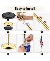 Yescom 8FT Sectional Indoor Flag Pole Kit Eagle Topper Aluminum Gold Pole & 3x5Ft Us Flag with Base Stand Office Hall