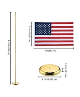 2 Pack 8 Ft Sectional Indoor Flag Pole Kit with Embroidered Stars& Base Ball Aluminum 3x5 Ft Us Flag