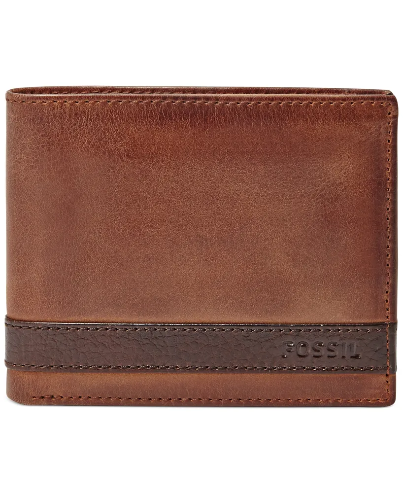 Men's Fossil Quinn Bifold With Flip Id Leather Wallet