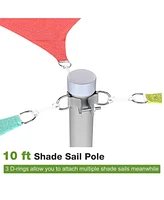 Triangle Sun Shade Sail Canopy Awning 10Ft Detachable Pole Kit Outdoor