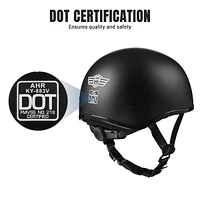 Ahr Half Face Motorcycle Helmet Sun Visor Dot Approved Bike Chopper Matte Black