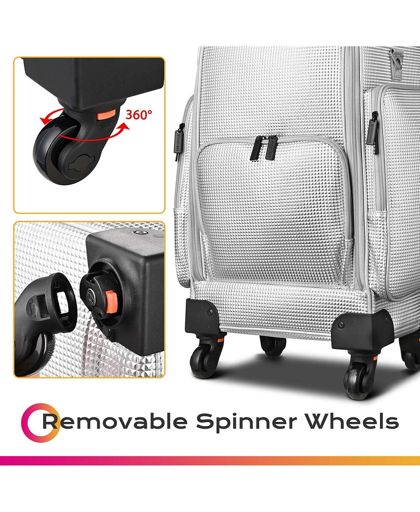 Byootique Soft Sided Rolling Makeup Train Case Cosmetic Organizer Travel Trolley