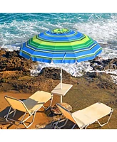 Yescom 7 Ft Striped Outdoor Umbrella Uv Protection Sunshade Tilt Sand Anchor