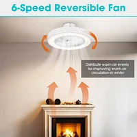 20" Enclosed Ceiling Fan with Light Dimmable App Control Low Profile Kids Room