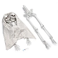 Yescom Life Size Skeleton Poseable Full Size Two Head 5.4Ft Halloween Party Decoration Haunted House 2024