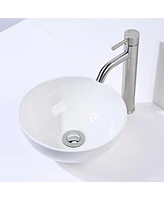 Aquaterior Round Ceramic Vessel Sink Kit Bathroom Single Handle Faucet Drain