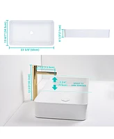 Aquaterior Rectangle Ceramic Vessel Sink Kit Bathroom Single Handle Faucet Drain