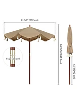 LAGarden Boho 7' Fringe Patio Umbrella with Fringe UPF50+ Boho Style 5-Year-Non-Fading for Yard,Model:BH7W-10