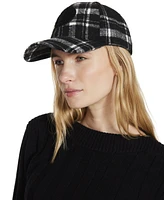 Steve Madden Women's Smiley Face Patch Plaid Baseball Cap