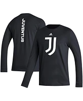 Adidas Men's Black Juventus Vertical Wordmark Long Sleeve T-Shirt