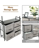 5 Fabric Drawers Dresser with Metal Frame and Wooden Top