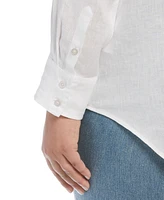 Rafaella Plus Easy Linen Long Sleeve Button-Down Shirt