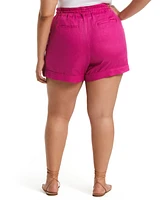 Rafaella Plus Modern Fit Seamed Linen Shorts