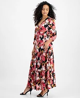 Tinsel Petite V-Neck Smocked-Waist Tiered Maxi Dress