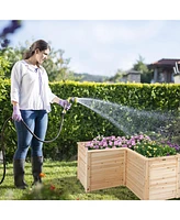 L-Shaped Deep Root Planter Box Wooden Raised Garden Bed with Open-Ended Base