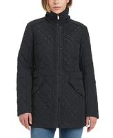 Jones New York Women's Hooded Stand-Collar Quilted Coat