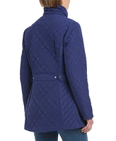 Jones New York Women's Hooded Stand-Collar Quilted Coat