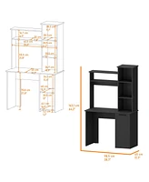 Fm Furniture Rumford Computer Desk with Hutch and 3-Tier Storage Shelves