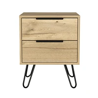 Fm Furniture Nuvo Nightstand,Two Drawers, Hairpin Legs