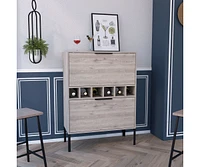 Fm Furniture Rowan Bar Cabinet, Six Built-in Wine Rack, Double Door Cabinet