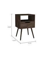 Fm Furniture Allie Nightstand, Superior Top, Open Shelf, One Drawer