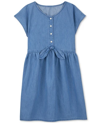 Carter's Little & Big Girls Cotton Chambray Tie-Front Dress