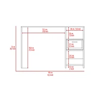 Fm Furniture Arlington Computer Desk with 2-Open Storage Shelves and Drawer with Handle