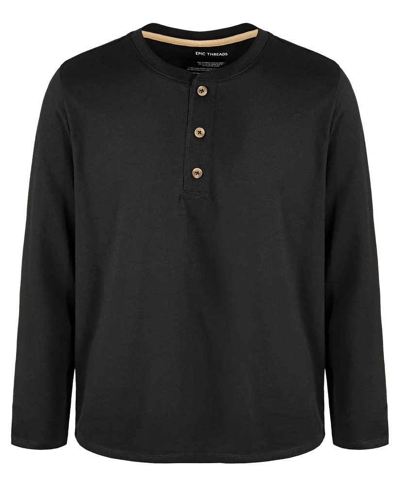 Epic Threads Little & Big Boys Weekend Solid Long-Sleeve Henley, Created for Macy's