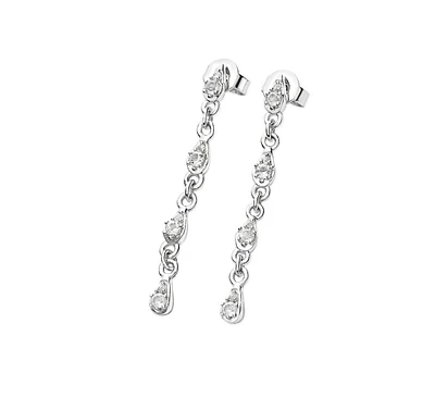 Lucy Quartermaine Skinny Drip Drop Earrings with White Topaz