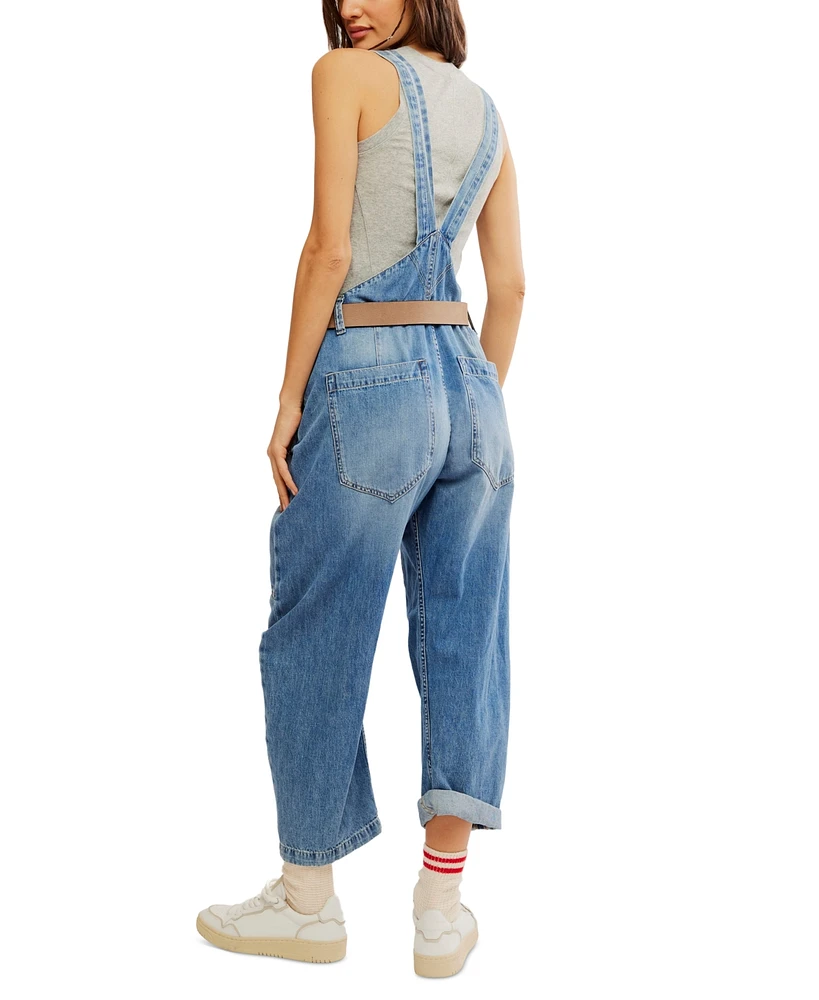 Free People Women's Way Back Cotton Denim Utility Overalls