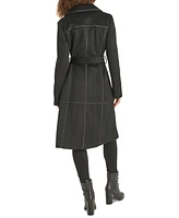 Karl Lagerfeld Paris Women's Studded Belted Wrap Coat