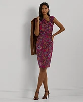 Lauren Ralph Women's Paisley Stretch Jersey Cap-Sleeve Dress