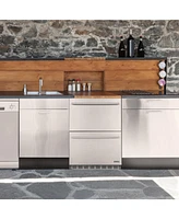 Newair 24" Built-in 20 Bottle and 80 Can Dual Drawer Indoor/Outdoor Wine and Beverage Fridge in Weatherproof Stainless Steel with Easy Glide Casters
