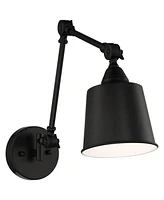 Mendes Modern Industrial Swing Arm Adjustable Wall Mounted Lamp Black Metal Hardwired Down Light Fixture for Bedroom Bedside House Reading Living Room