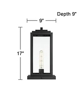 Titan Modern Outdoor Pier Mount Light Matte Black 17" Clear Glass Shade for Post Exterior Barn Deck House Porch Yard Patio Outside Garage Front Door