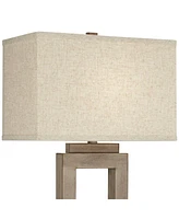 Nigel Rustic Farmhouse Table Lamp 30" Tall Sand Metal Open Window Oatmeal Fabric Rectangular Shade for Bedroom Living Room House Home Bedside Nightsta