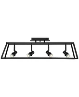 Pro Track Carmel 4-Head Led Ceiling Track Light Fixture Kit Spot-Light GU10 Adjustable Flat Black Modern Transitional Cage Kitchen Bathroom Living Roo