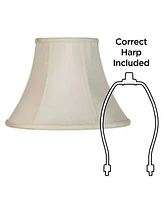 Creme Small Bell Lamp Shade 6" Top x 12" Bottom x 9" Slant x 8.5" High (Spider) Replacement with Harp and Finial - Imperial Shade